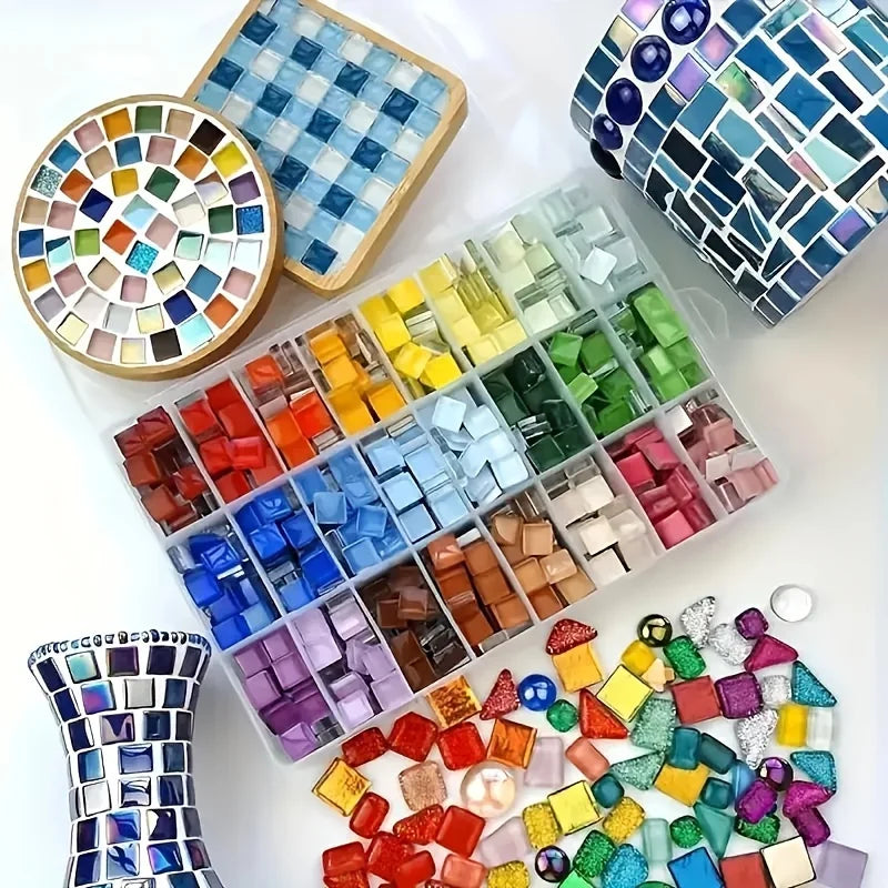 450 Pièces de Mosaïques en Verre Cristal Scintillant – Carreaux DIY pour Artisanat, Loisirs Créatifs et Décoration