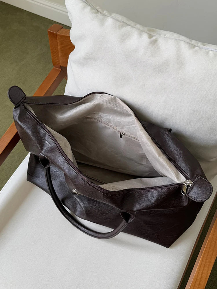 Sac Fourre-Tout Grande Capacité en Cuir PU