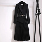 Robe 2 en 1 avec Ceinture Veste Tailleur et Jupe plissée