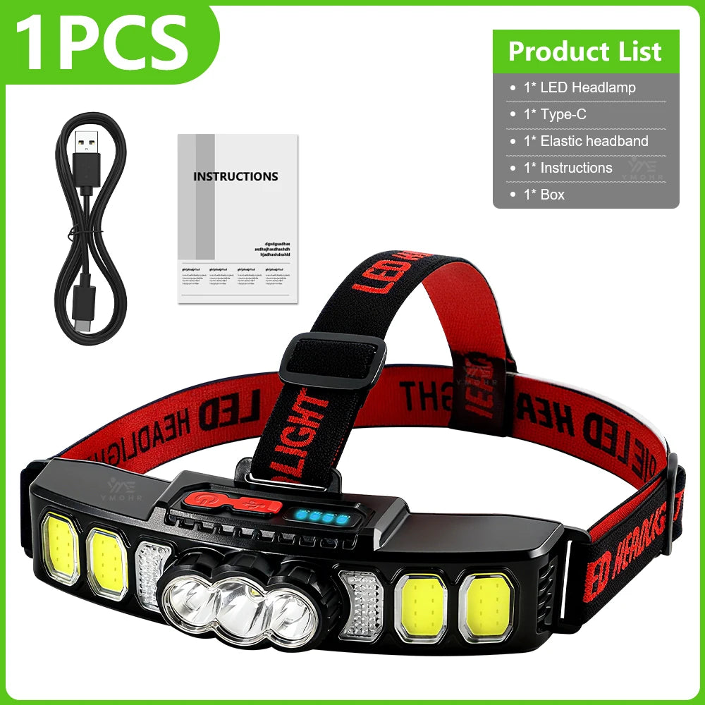 Lampe Frontale LED Rechargeable USB - 1000LM, légère 70g, idéale pour randonnée et course