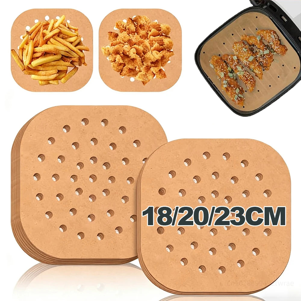 200x Papier Cuisson Perforés Sans Huile pour Air Fryer