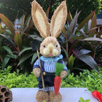 Lapin de Pâques Décoratif en Paille Tissé 35CM