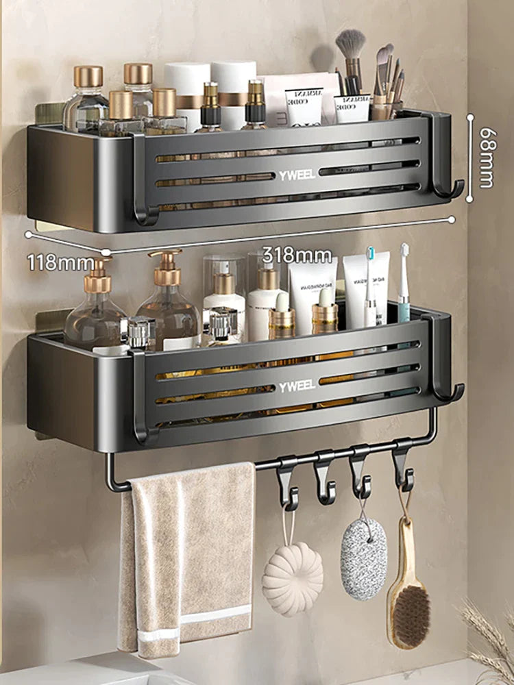 Set of 2 Wall Shelves - No Drilling Required