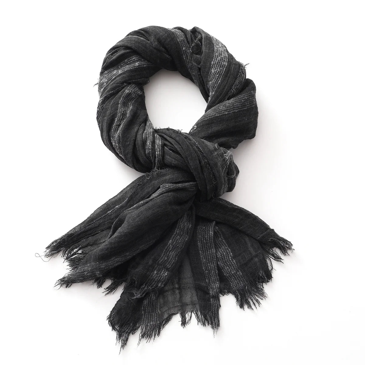 Foulard Rayée en Coton & Lin Douce et Chaude - Foulard Unisexe