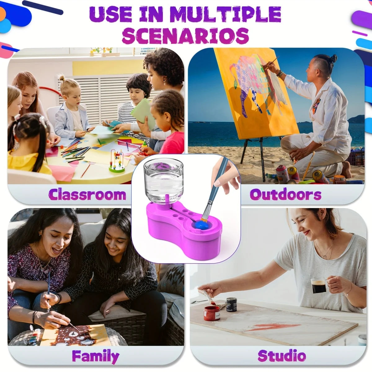 Nettoyeur de pinceau de peinture avec réservoir