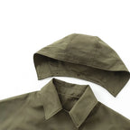 Trench Court à Capuche & Col Chemise Vert Kaki