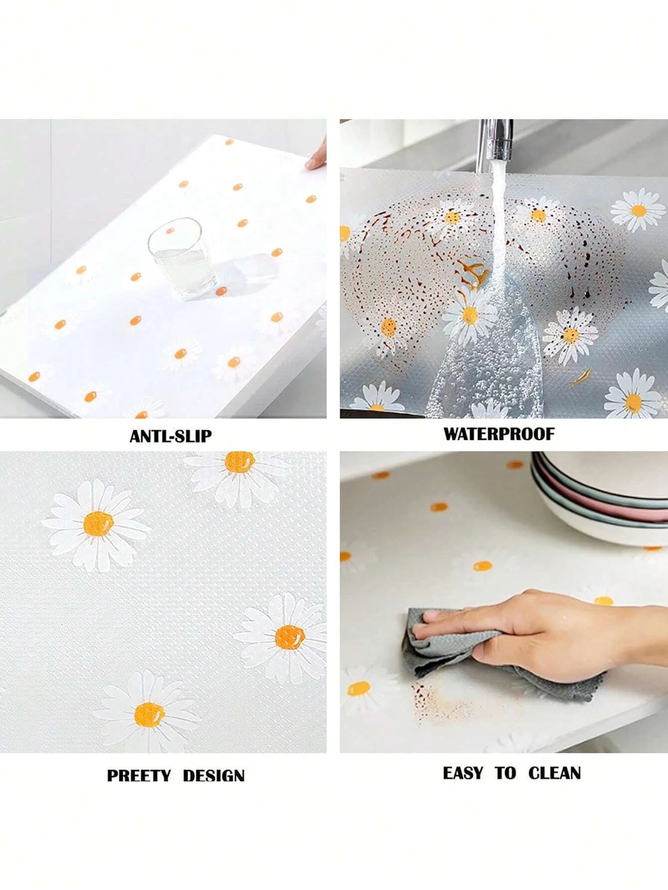 Tapis Marguerite Antidérapant & Imperméable pour Placards