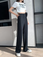 Pantalon décontracté ample taille haute