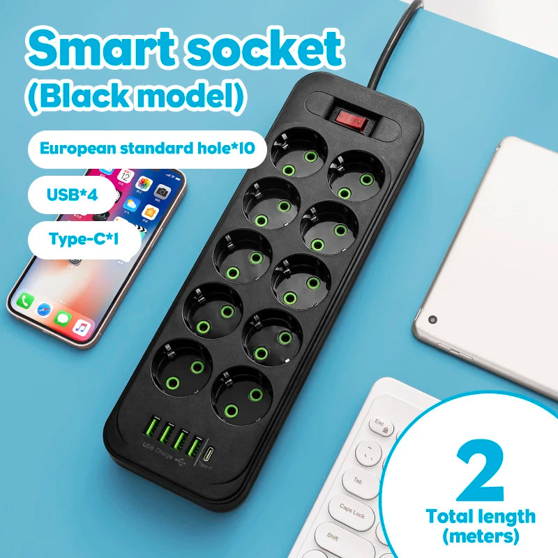 Multiprise 10 Prises + USB & Type-C – 2m
