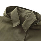 Trench Court à Capuche & Col Chemise Vert Kaki