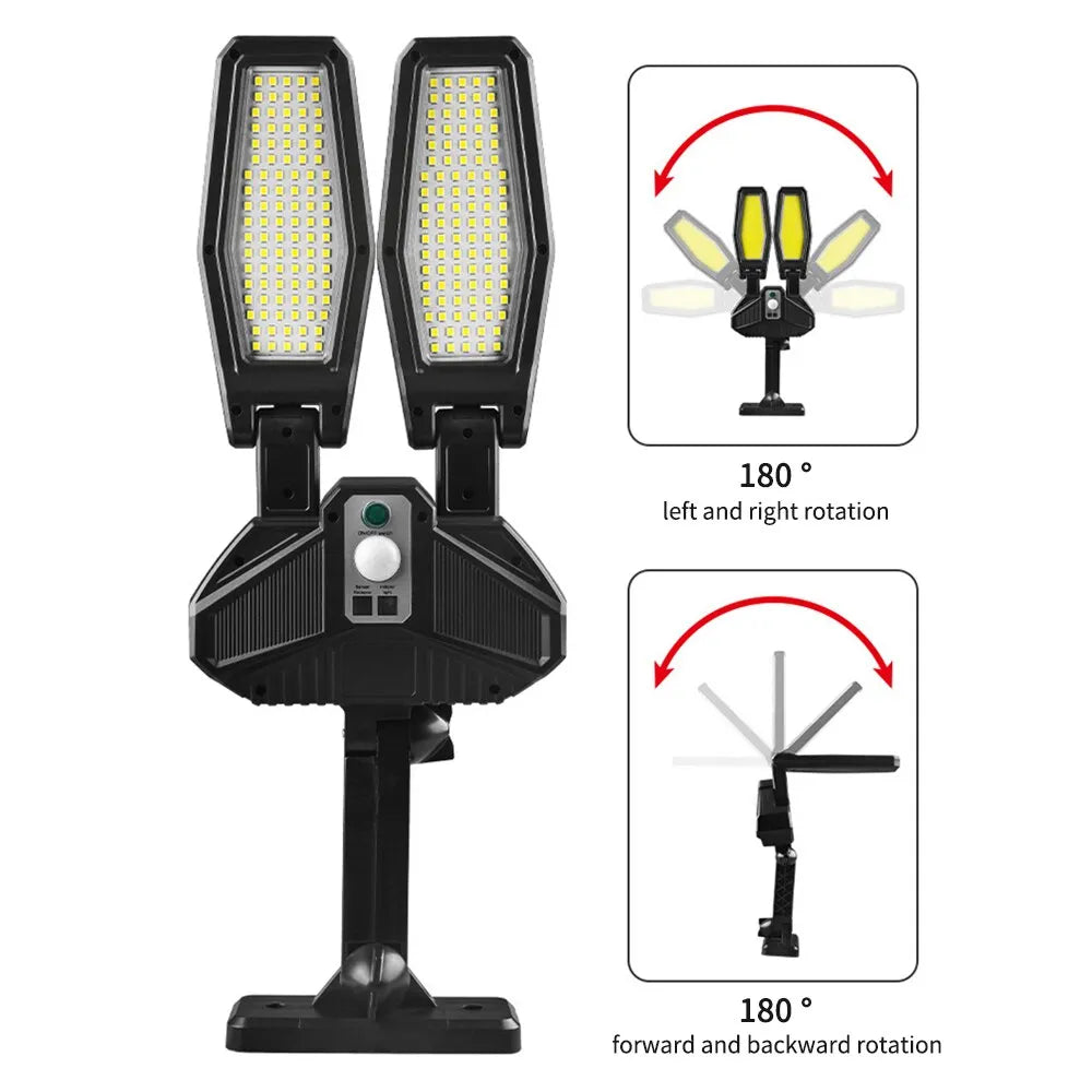 Lampe solaire extérieure double 200 LED - Dectection des mouvements