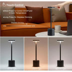 Lampe de Table LED Sans Fil Rechargeable – 3 Intensités Tactiles