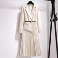 Robe 2 en 1 avec Ceinture Veste Tailleur et Jupe plissée