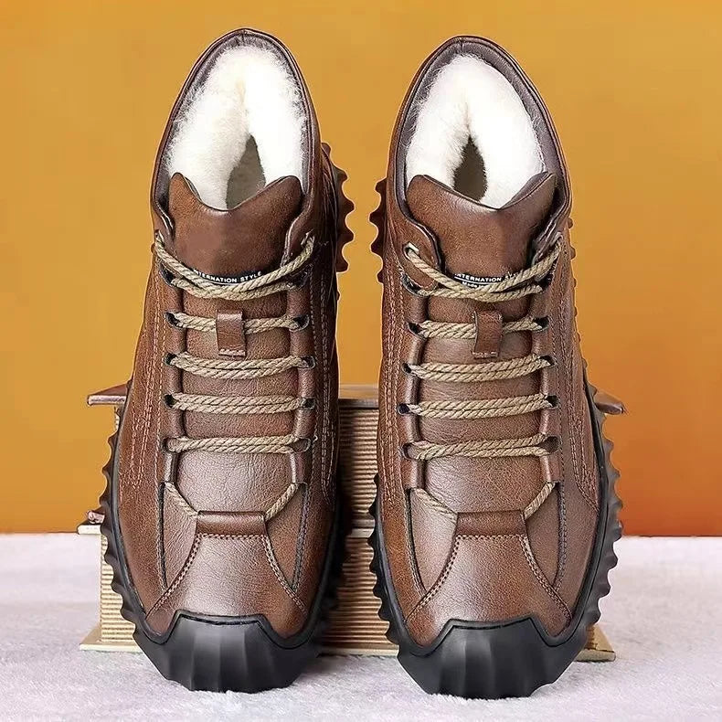 Bottes d'Hiver en Cuir PU Imperméables et à Doublure Chaude