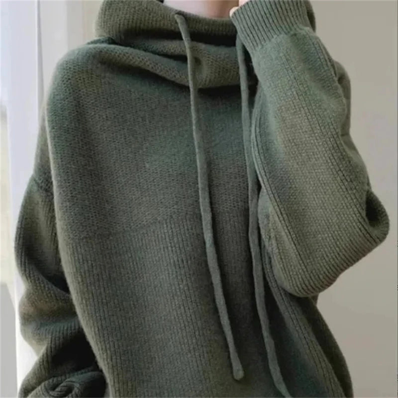 Sweat à Capuche en Maille Chaude - Femme