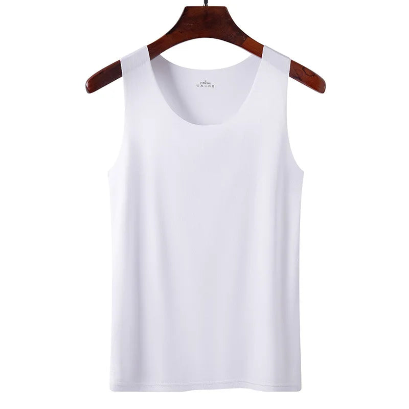 Camiseta sin mangas de seda helada sin costuras, modelo unisex