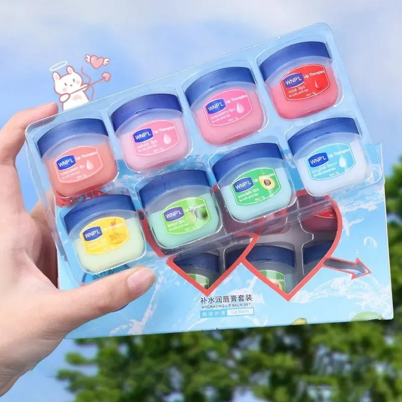 Lot de 8 Mini Vaseline Hydratantes pour Soin des Lèvres
