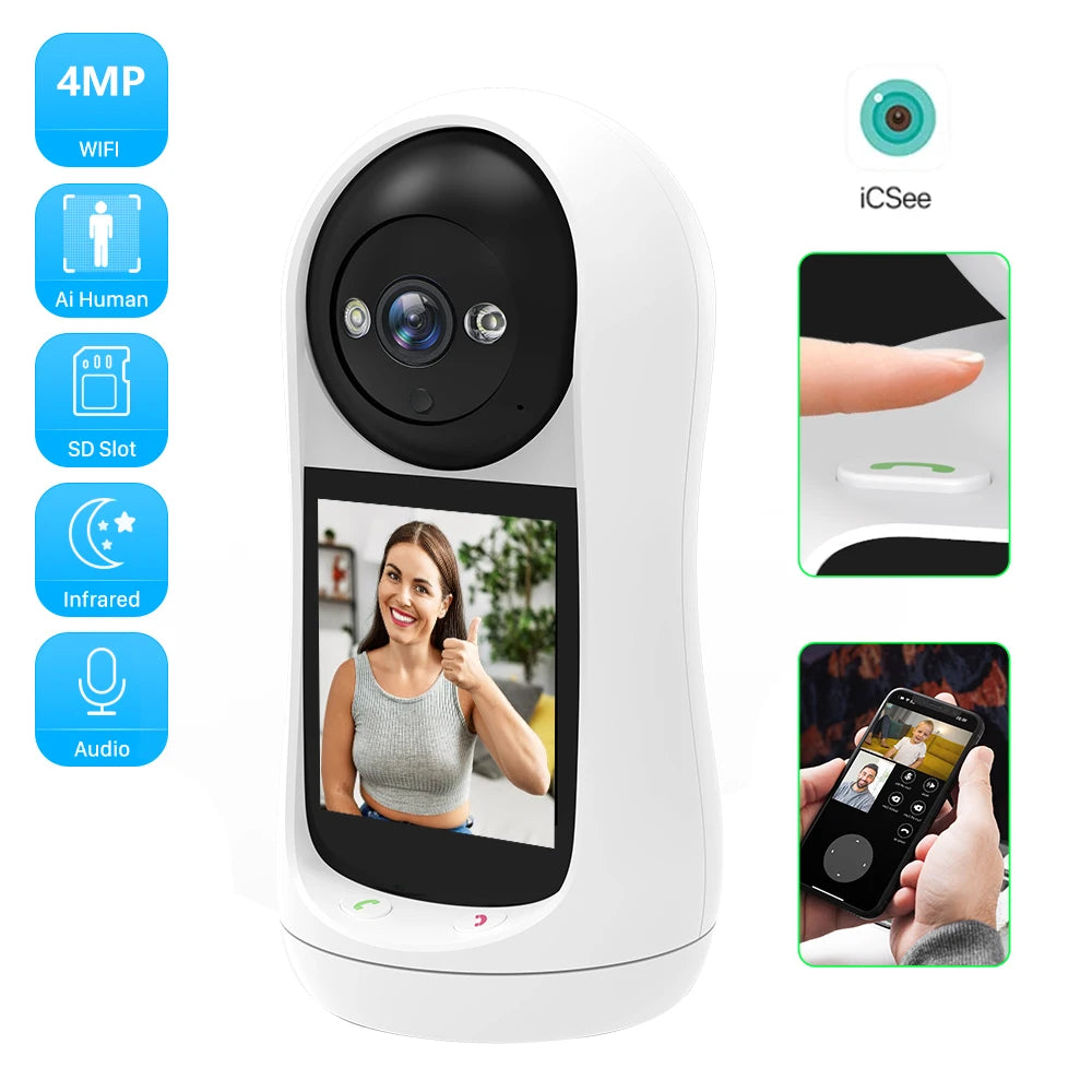 Caméra de surveillance WiFi 3MP avec écran 2.8 pouces intégré