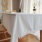 Nappe en Coton avec Pompons Style Bohème - 9 Couleurs & 12 Tailles