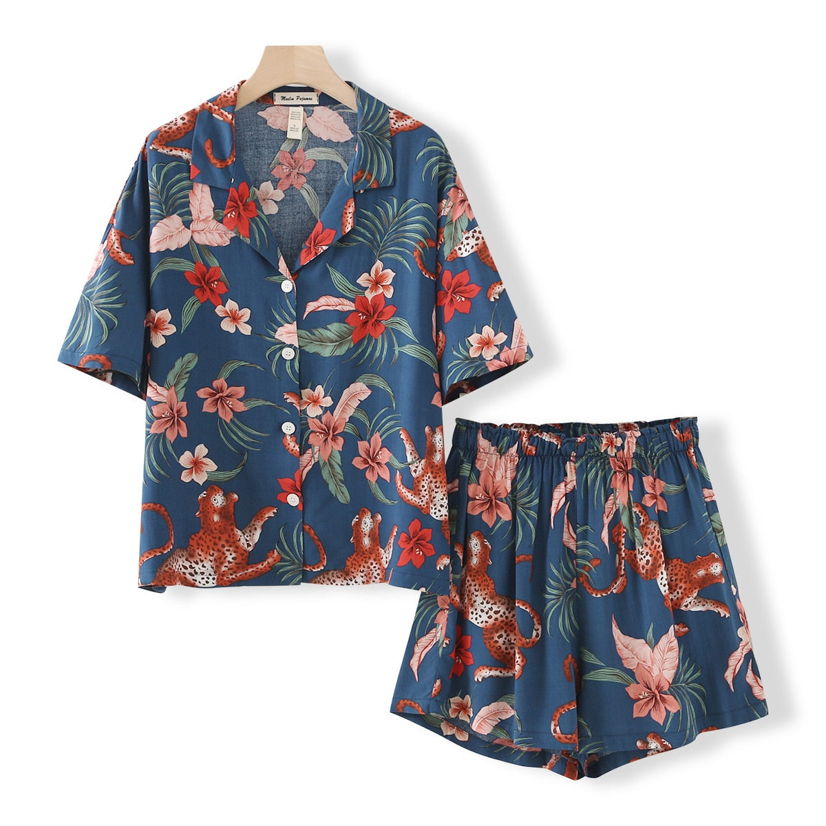 Pyjama Short en Viscose - Motif estival