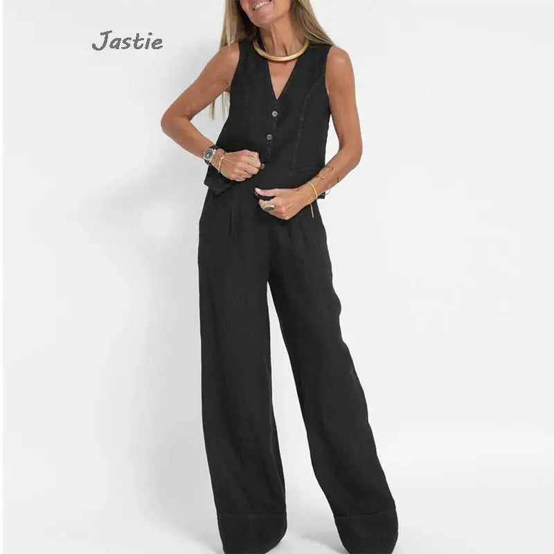 Ensemble Tailleur en Lin pour Femmes - Veston et Pantalon