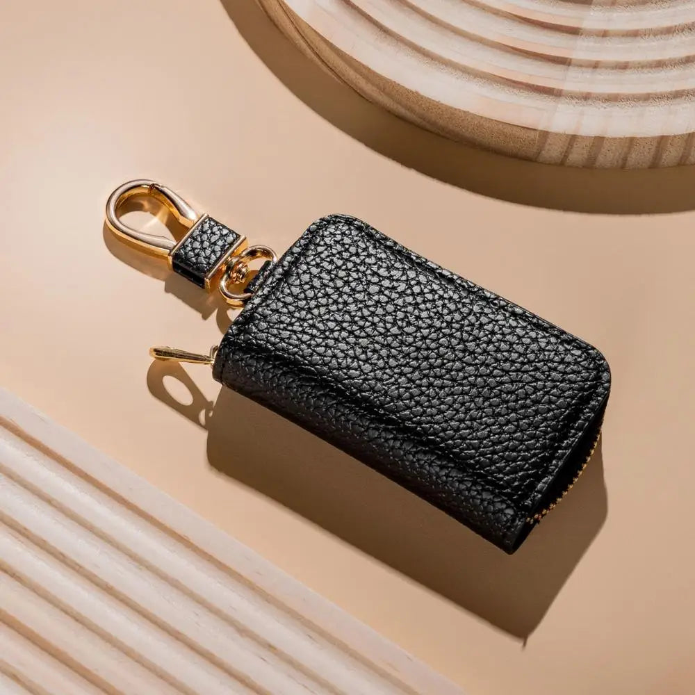 Llavero rectangular de cuero PU con gancho