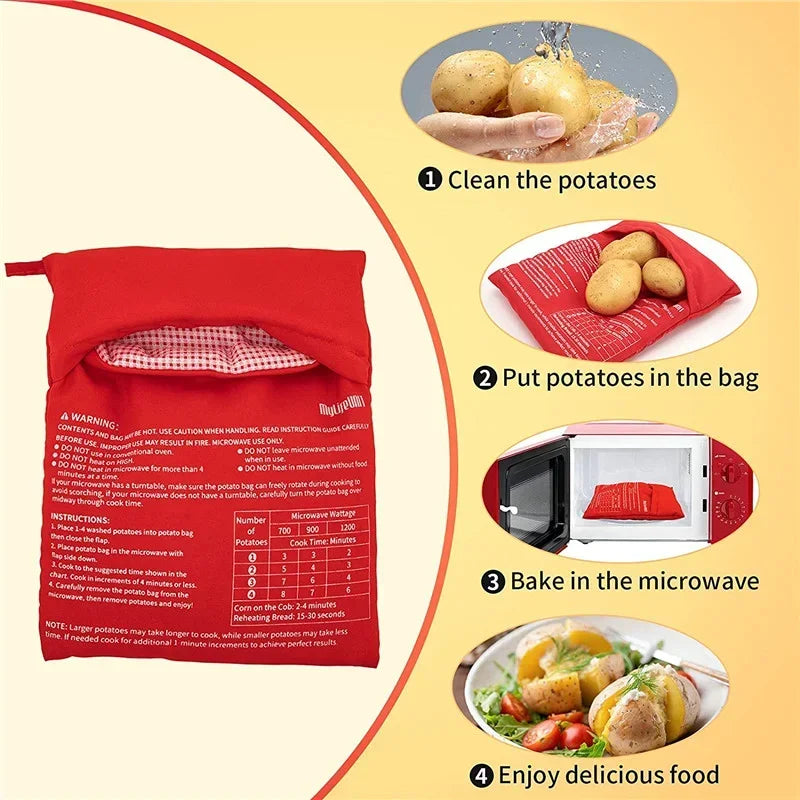 Lot de 4 Sacs de cuisson réutilisables au micro-ondes spécial pomme de terre