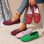 Mocassins Femme en Cuir PU à Bout Rond – Détails Papillon et Semelle Antidérapante