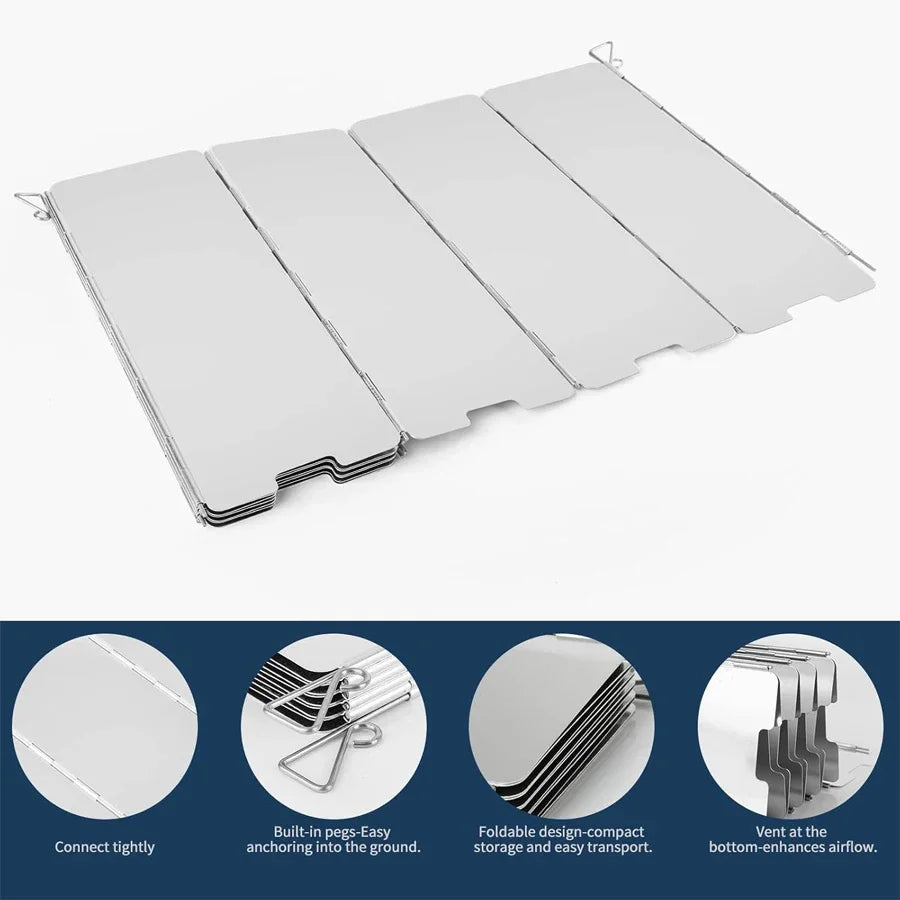 Pare-Vent Pliable en Aluminium de Camping pour Gazinière & BBQ