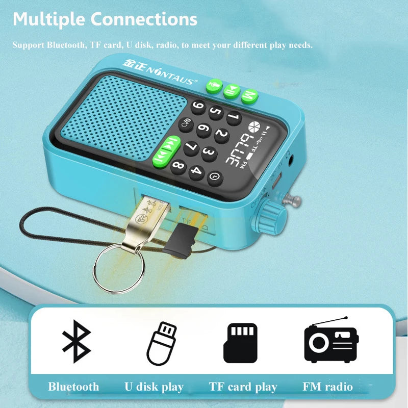 Radio FM de poche numérique avec Bluetooth — LED, enregistrement