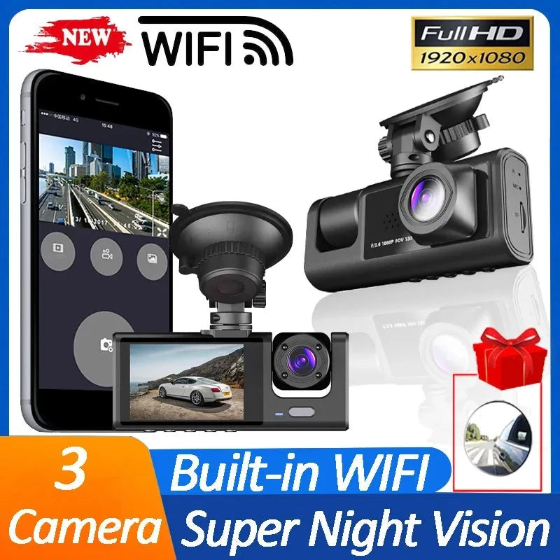 Caméra enregistreur vidéo de tableau de bord WiFi 1080° - Carte SD 64G OFFERTE