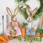 Lapin de Pâques Décoratif en Paille Tissé 35CM