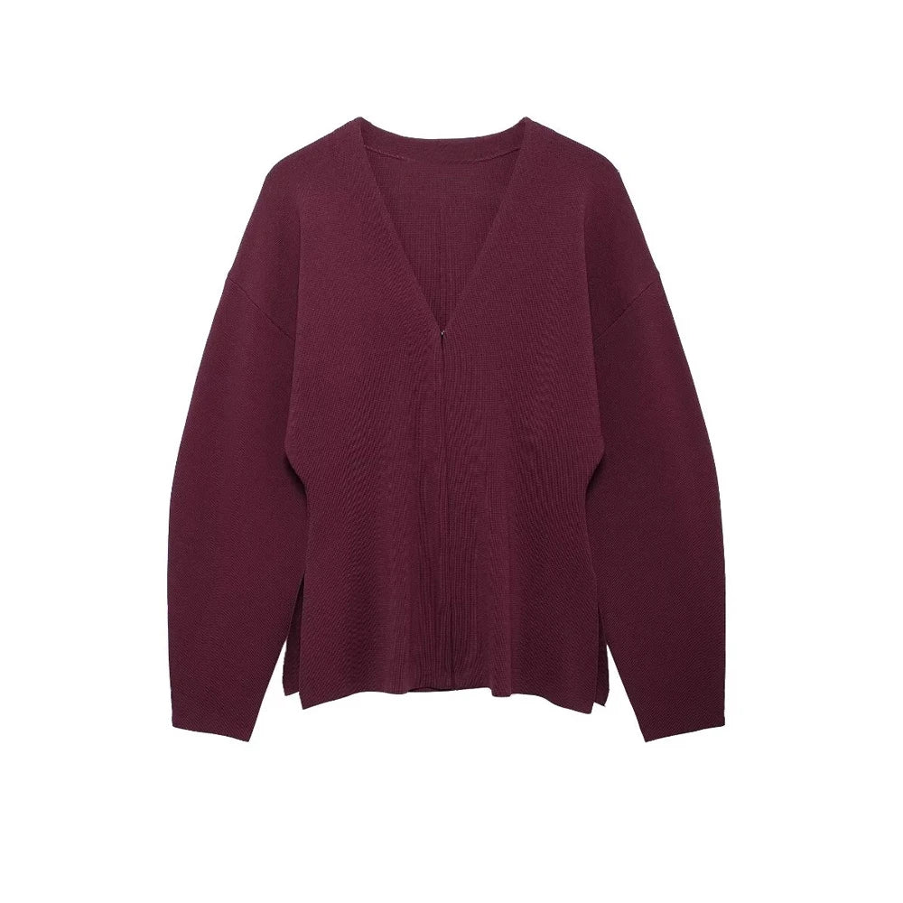 Cardigan Ajusté col V avec Crochet