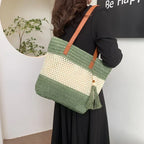 Grand Sac Fourre-Tout Bohème en Lin Tressé