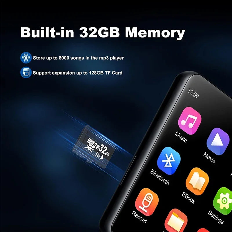 Mini lecteur MP3, Radio FM écran full tactile - 32GB