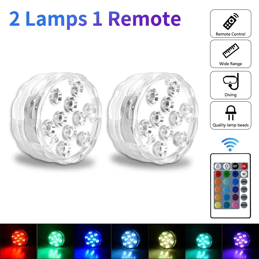 Lot de 4 Spots Lumineux RGB Waterproof - 16 Couleurs + 1 Télécommande