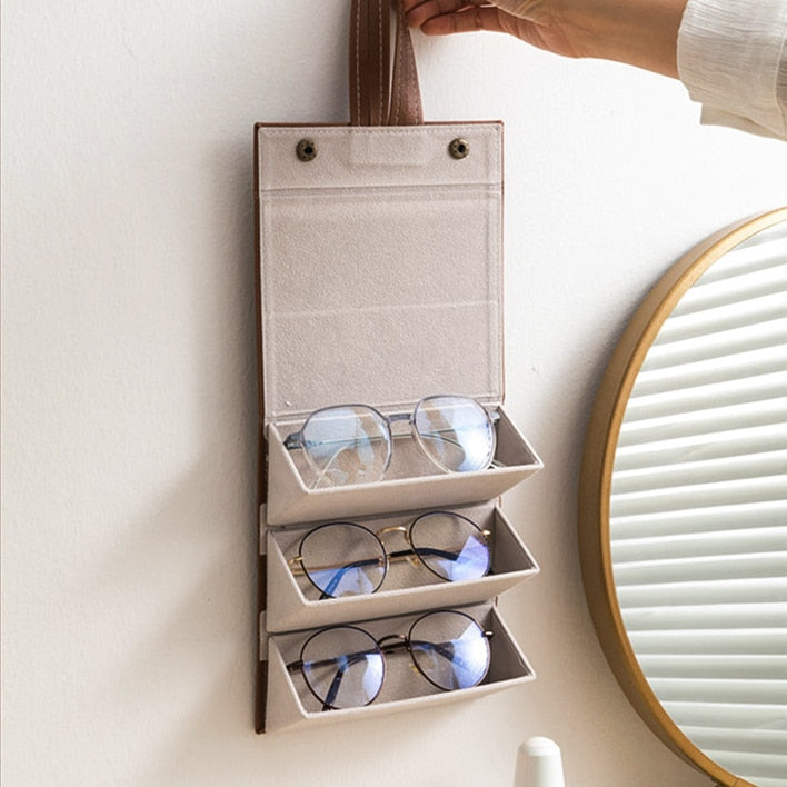 Étui à lunettes pliable avec compartiments