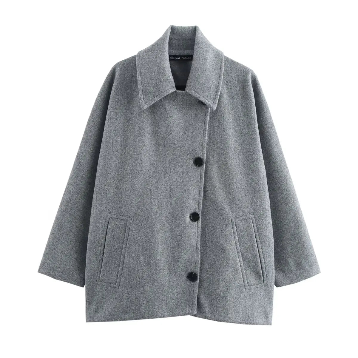 Manteau Classique Court à Grandes Poches Femme