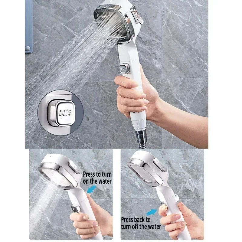 Pommeau de Douche à Haute Pression 3 Modes - 5 FILTRES ANTI-CALCAIRE OFFERTS