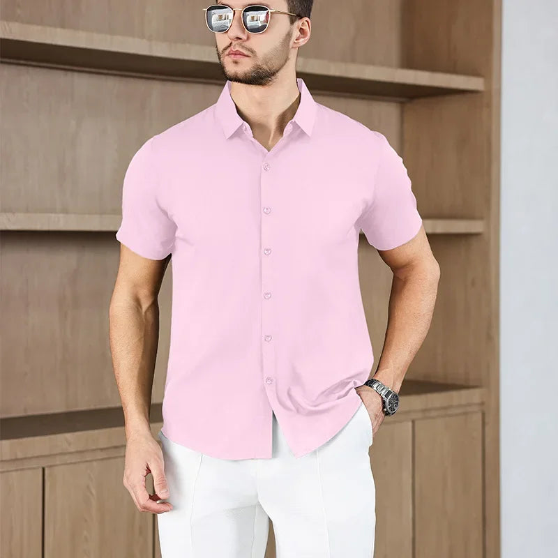 Chemise Unie Coupe Moderne pour l’Été – Homme