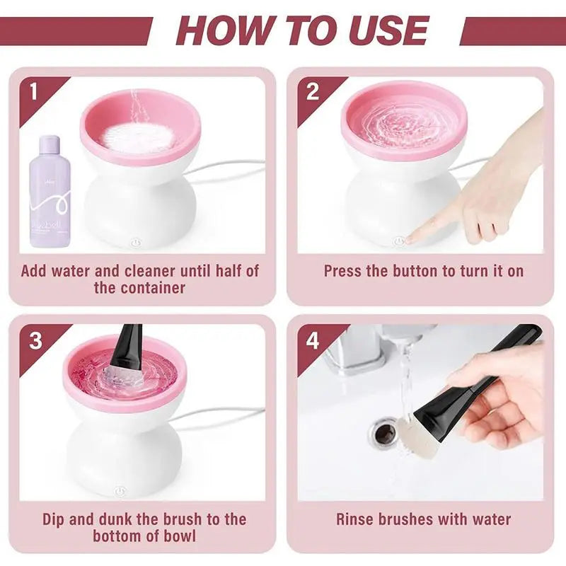 Nettoyeur de pinceaux de maquillage rotatif USB