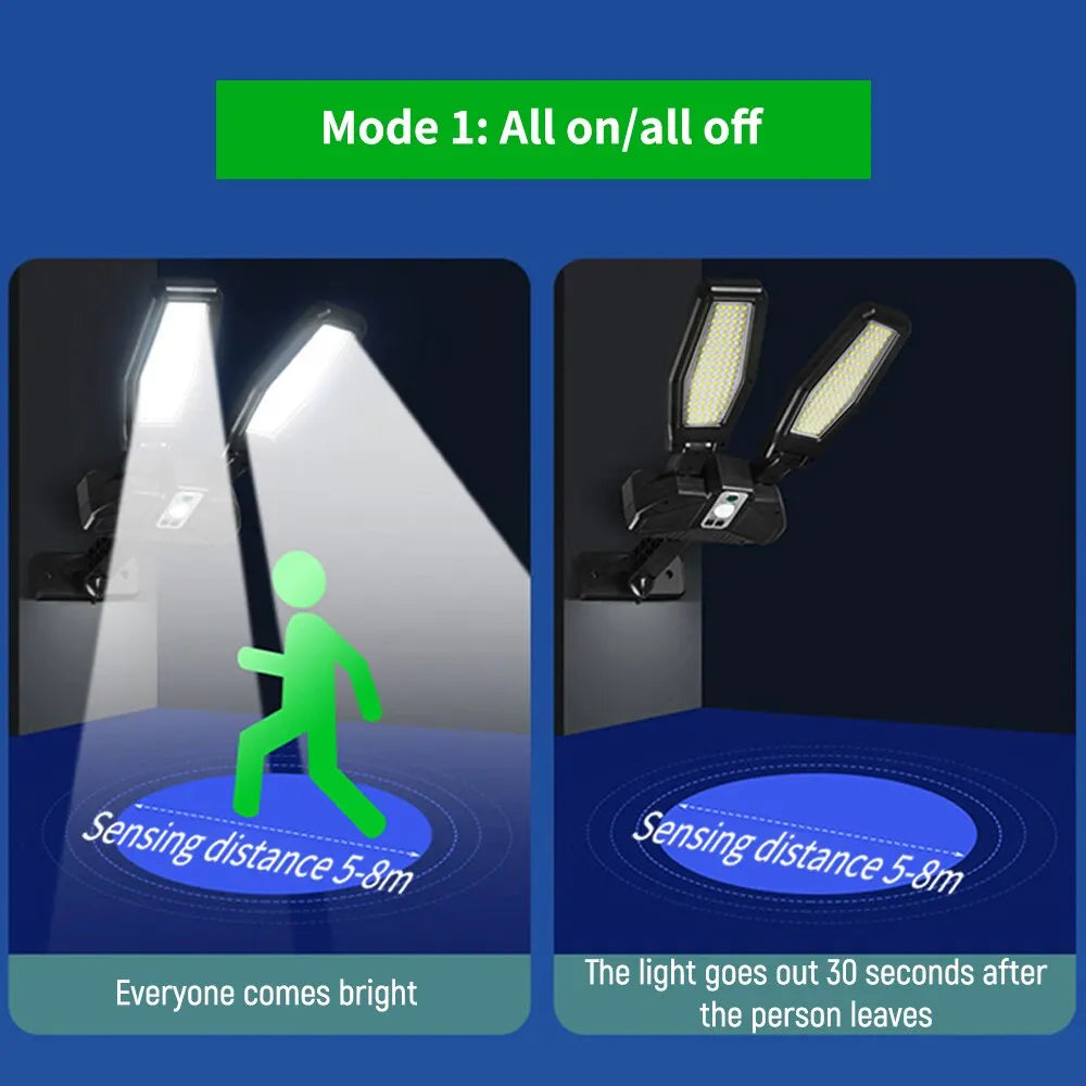 Lampe solaire extérieure double 200 LED - Dectection des mouvements