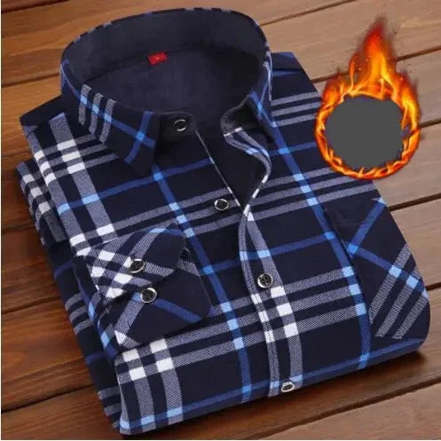 Chemise chaude à carreaux en velours épais