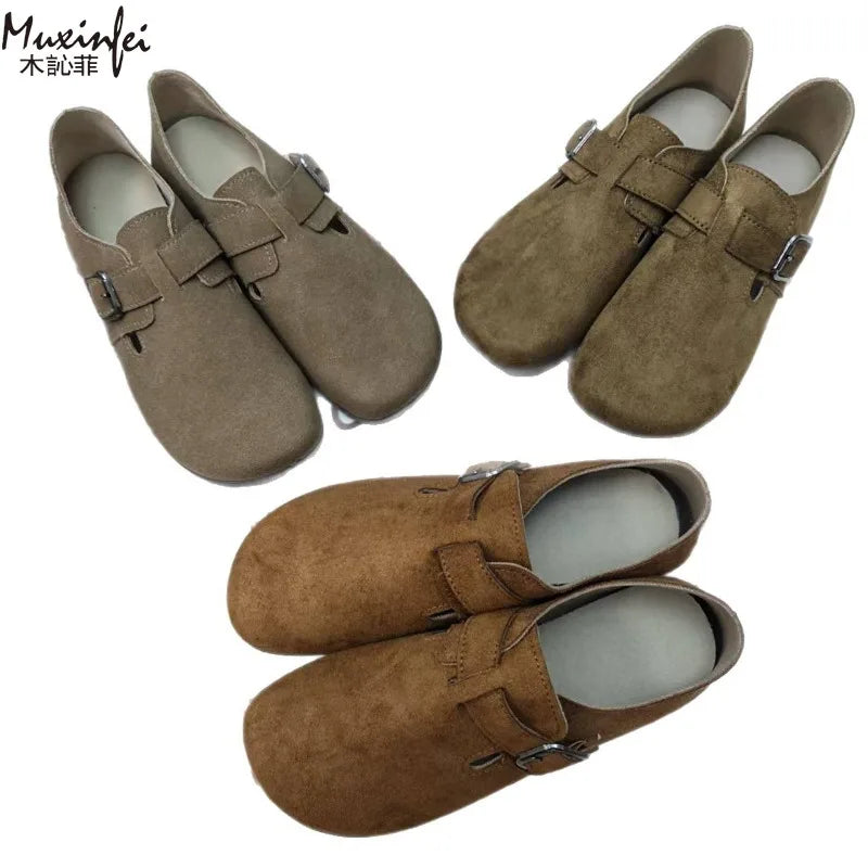 Chaussures Sabots en Daim Antidérapante à Boucle
