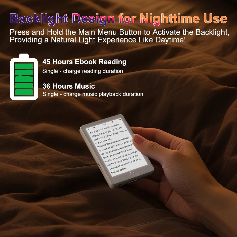 Lecteur MP3 & E-Book E-Ink 2,7" Bluetooth 45H Autonomie - Lecture & Musique