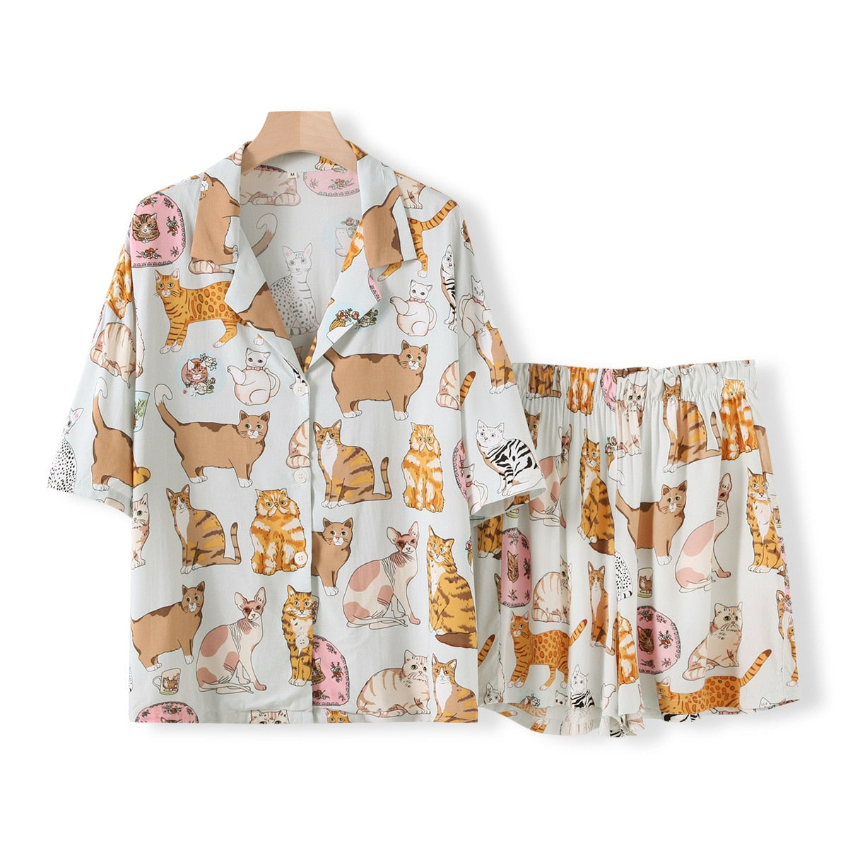Pyjama Short en Viscose - Motif estival