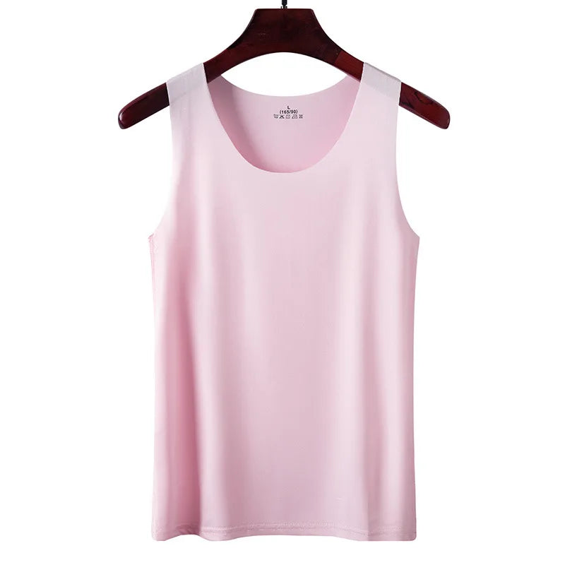 Camiseta sin mangas de seda helada sin costuras, modelo unisex