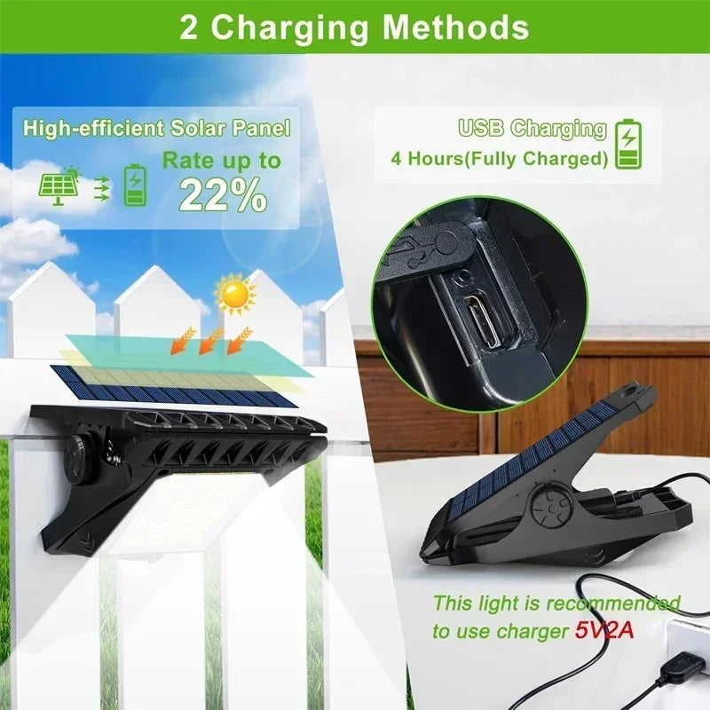 Lot de 2 Lumières Solaires à Clip 58 LED Détecteur de Mouvement