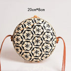 Sac rond en paille de bambou pour femmes