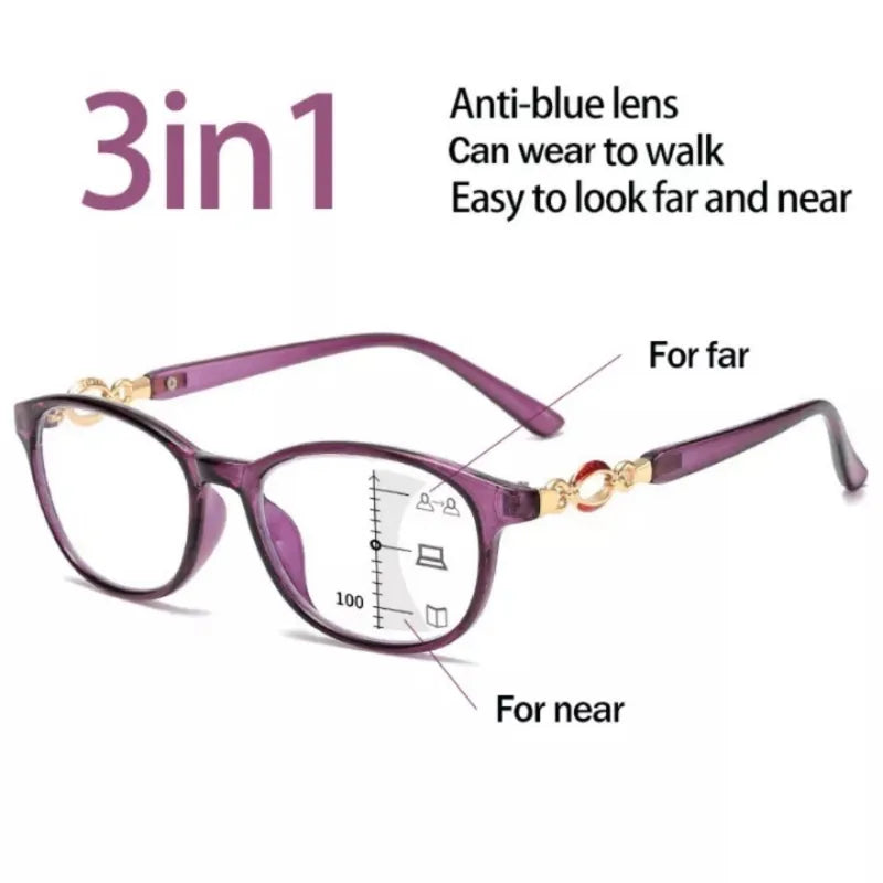 Charm'View - Lunettes de lecture anti-lumière bleue & verres progressifs - Femme